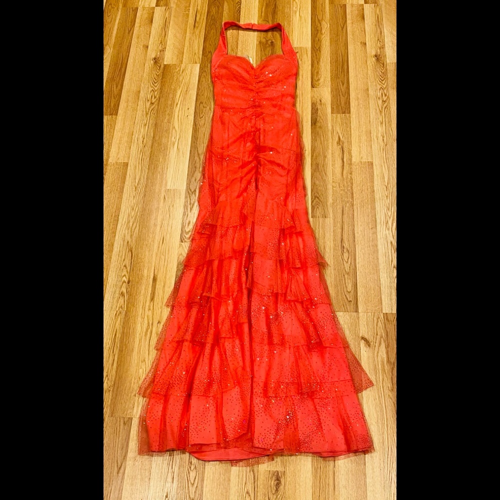 Ignite Evenings Size 2 Coral Color Prom Dress - Picture 5 of 15